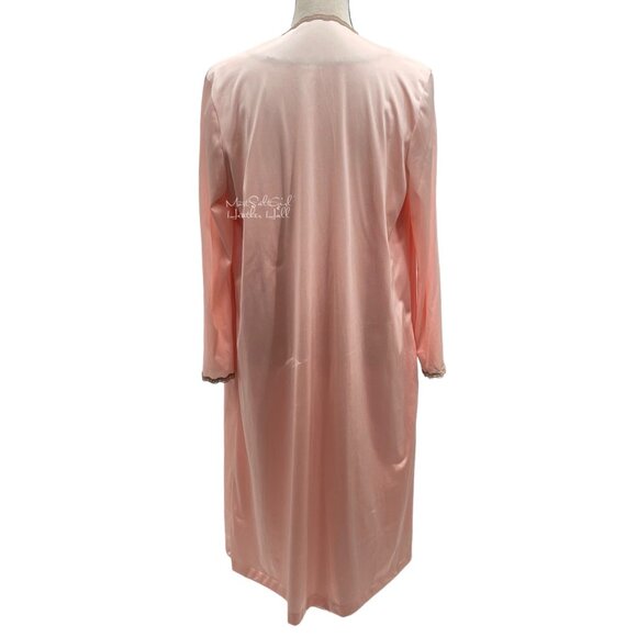 Vanity Fair Vtg 1970's Pink Whisper Lace Accent Satin Ensemble Slip & Robe Set - Picture 8 of 13